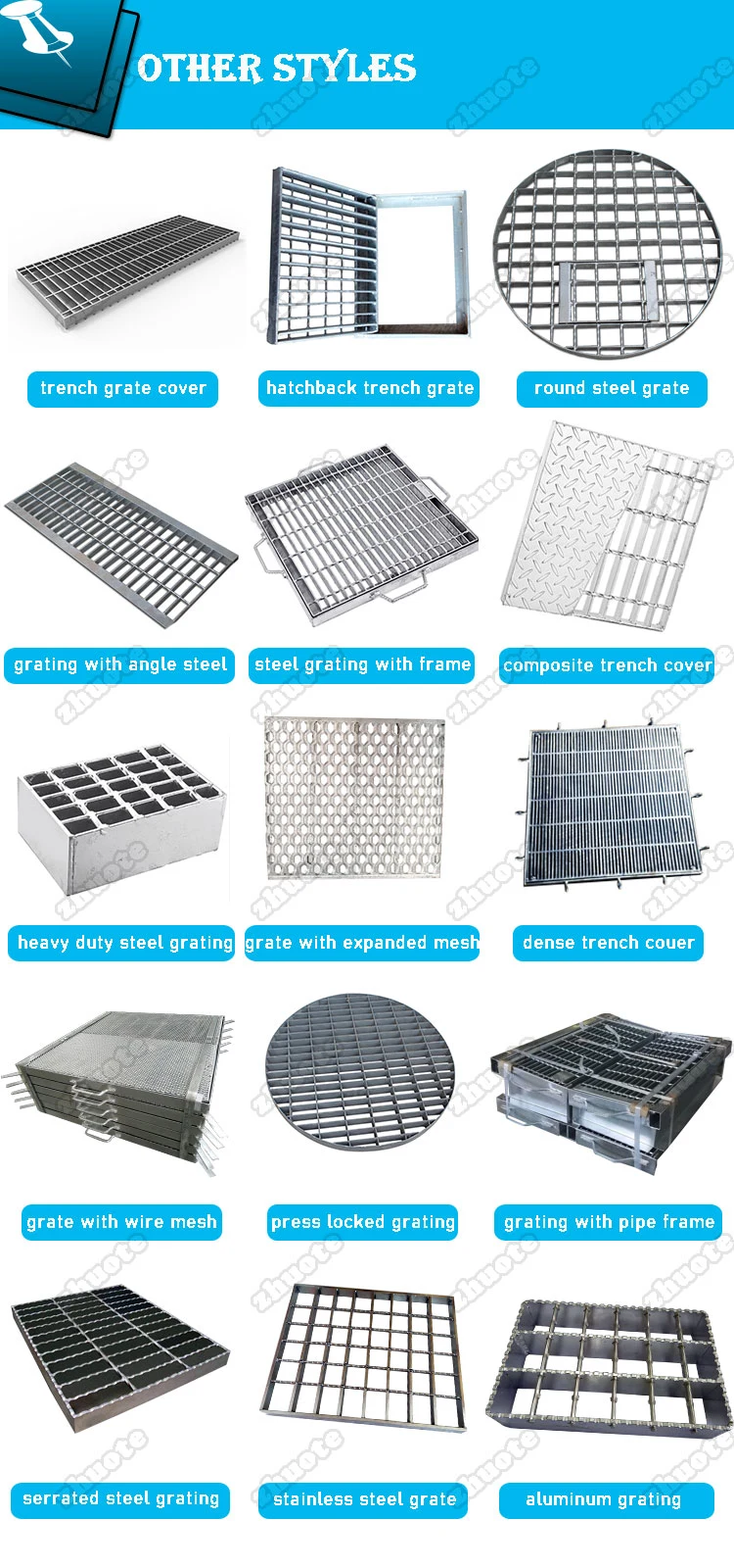 19-W-4 1 1/4′ ′ *3/16′ ′ Metal Grate Steel Bar Grating for Platform Walkway Grating