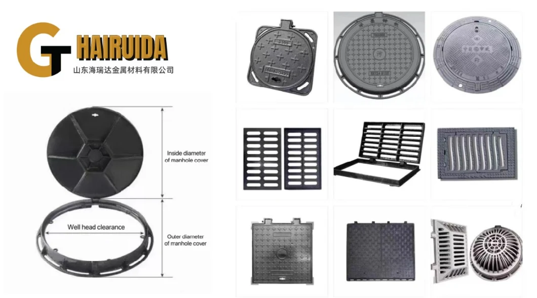 Factory Outlet Sand Blasting Cast Iron Manhole Cover Ductile Iron Trench Cover Sewer Cover Composite Manhole Cover