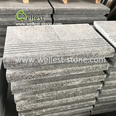 Degraus antiderrapantes em granito cinza ranhurado para projetos comerciais/governamentais